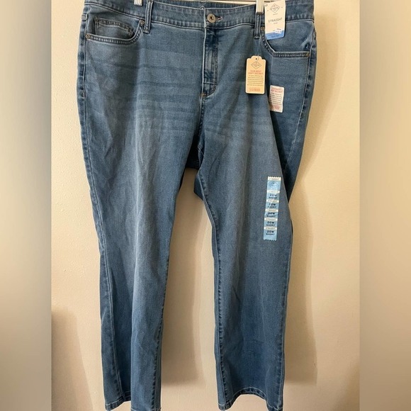 New Saint John’s Bay Mid-Rise Straight Leg Secretly Slender Jeans Sz 20W Short - Picture 1 of 5